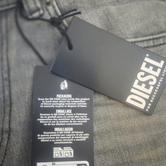 NWT Diesel D-Joy Slim Jeans Black Grey Wash W28 L30 NWT - Picture 10 of 12